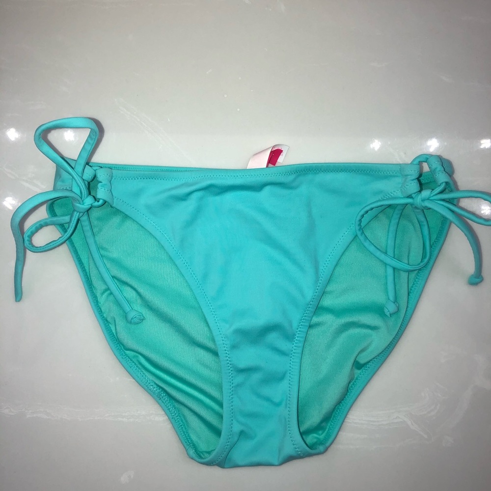 Turquoise side tie swim bottom